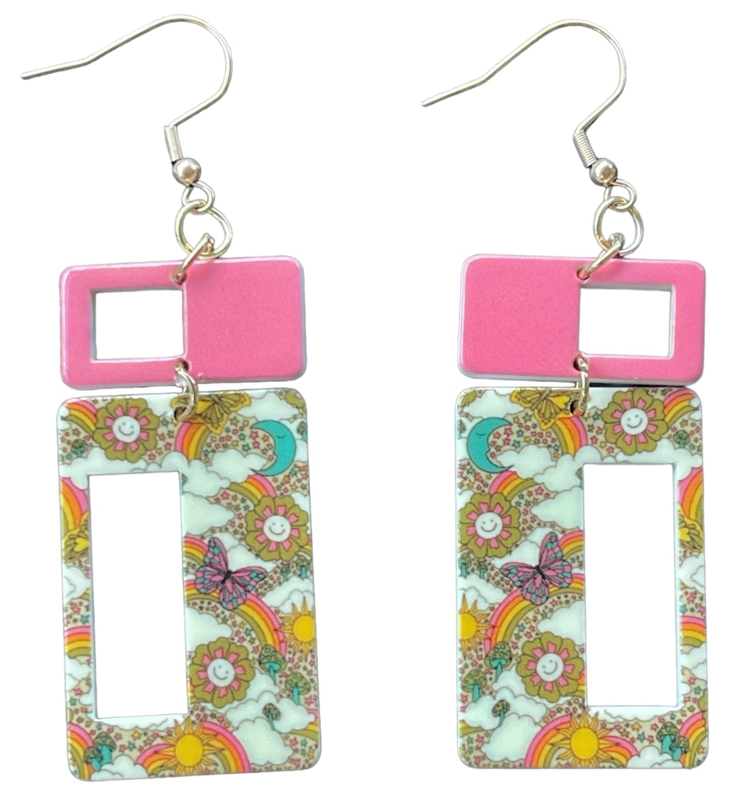 60s Mod Sunshine and Rainbows Earrings - Relic828