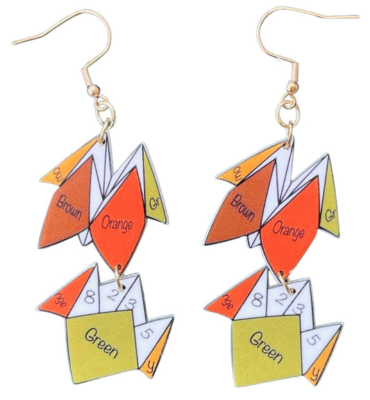70s Cootie Catcher Game Earrings - Relic828