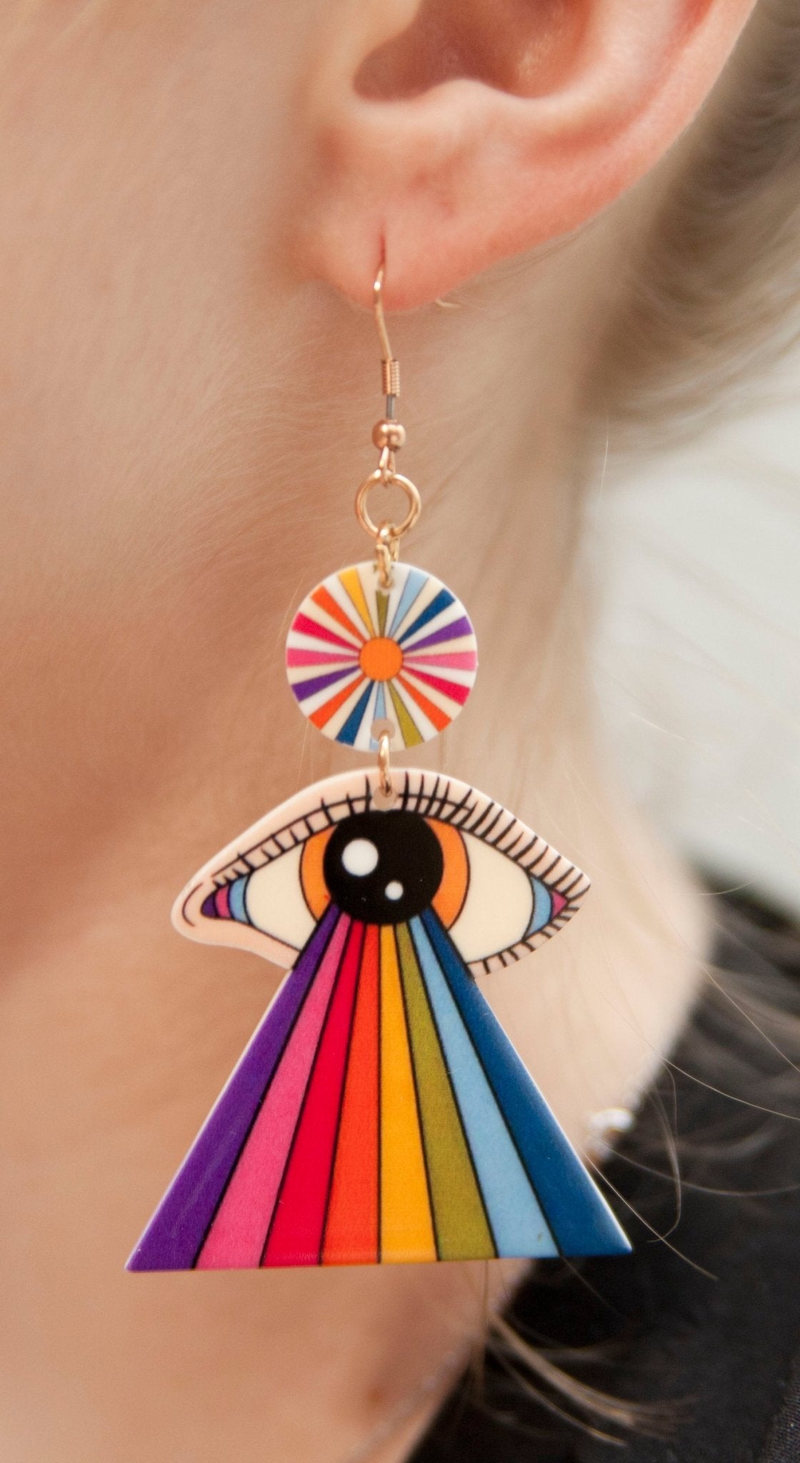 70s Retro Rainbow Eye Groovy Earrings - Relic828