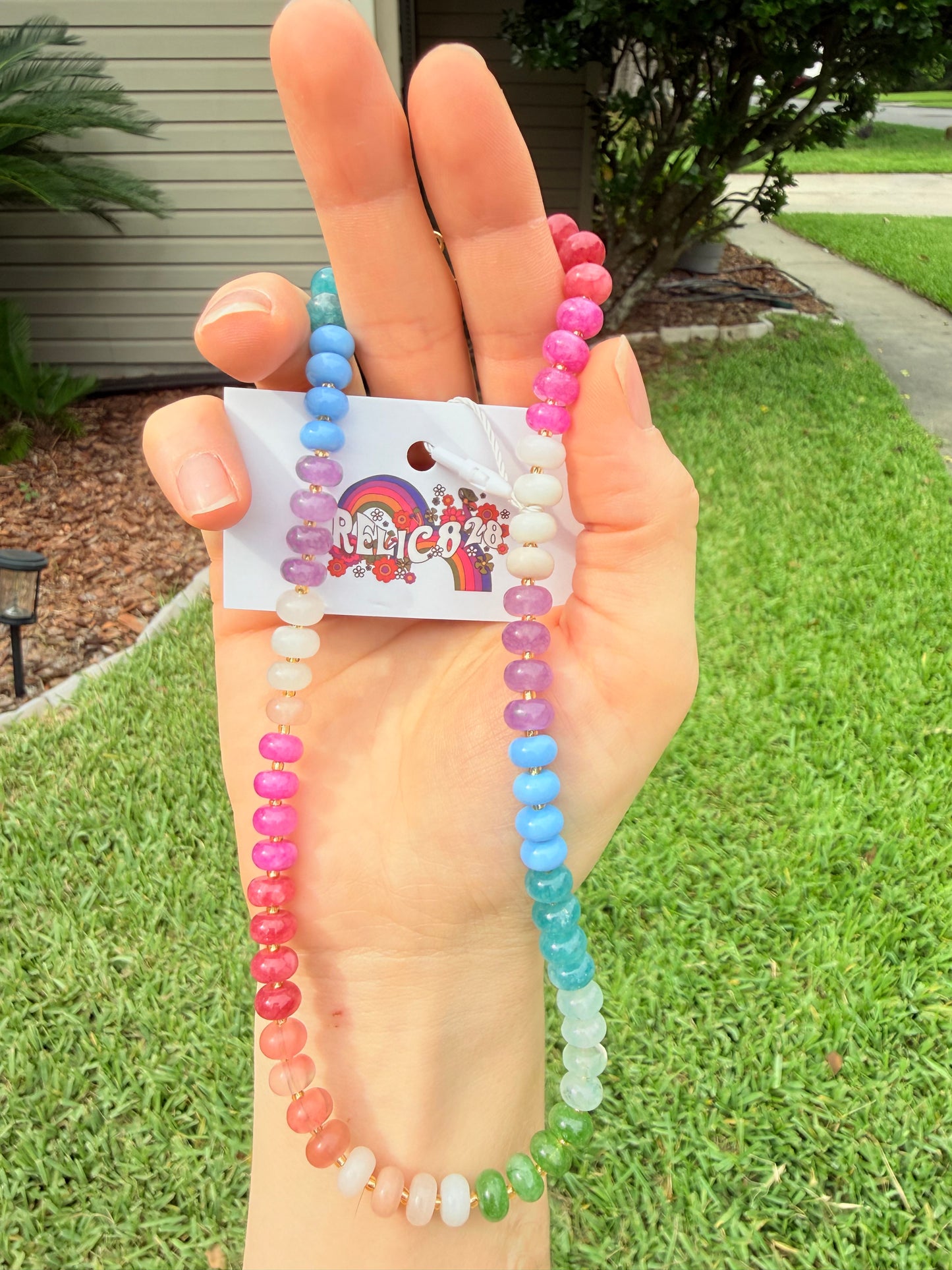 Colorful Glass Stone Necklace