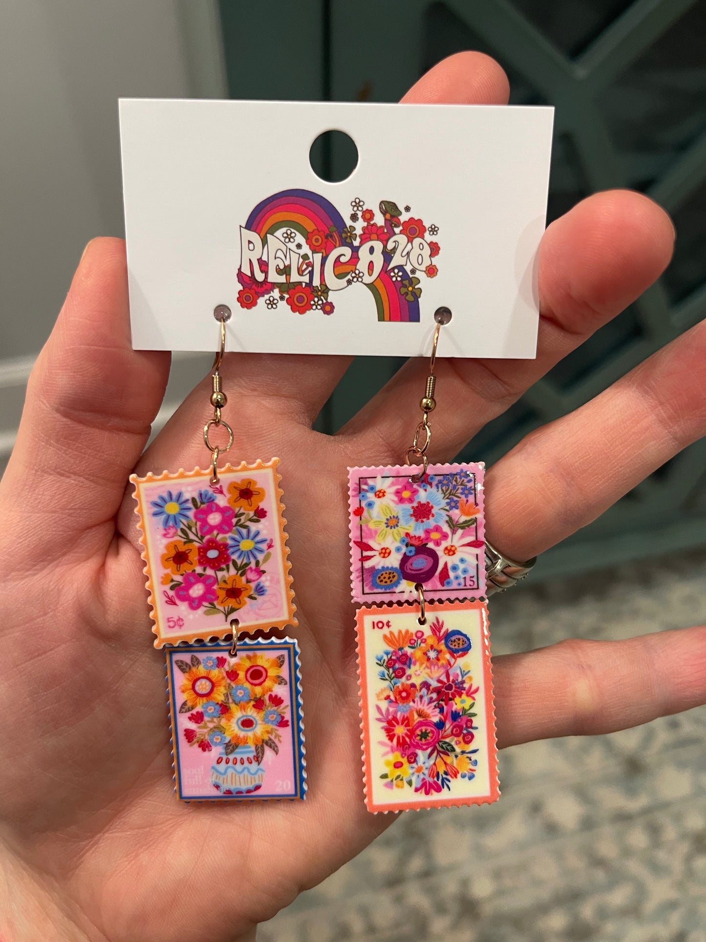 Vintage Flower Stamp Earrings