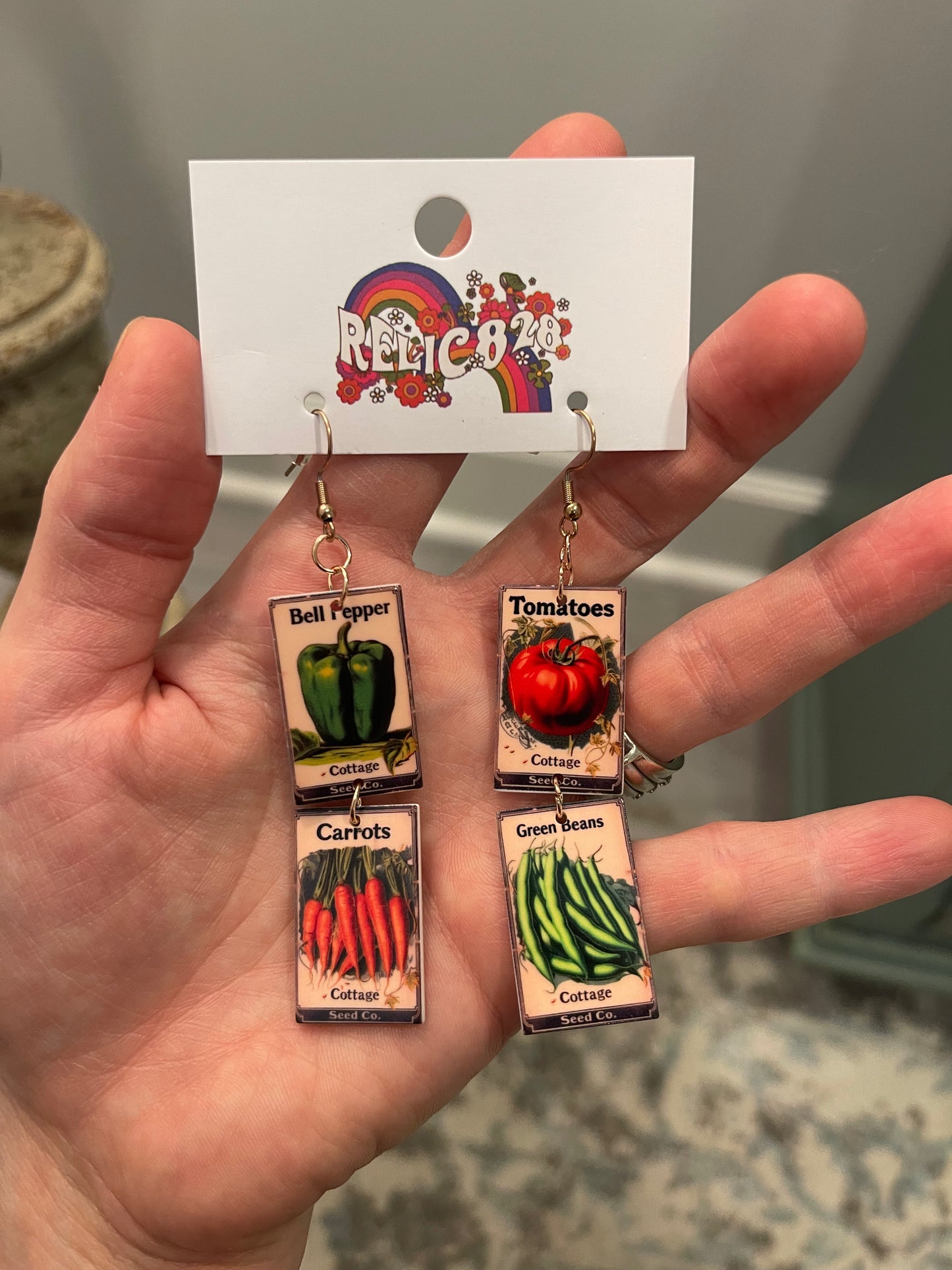 Watch My Garden Grow Vintage Veggie Seed Earrings