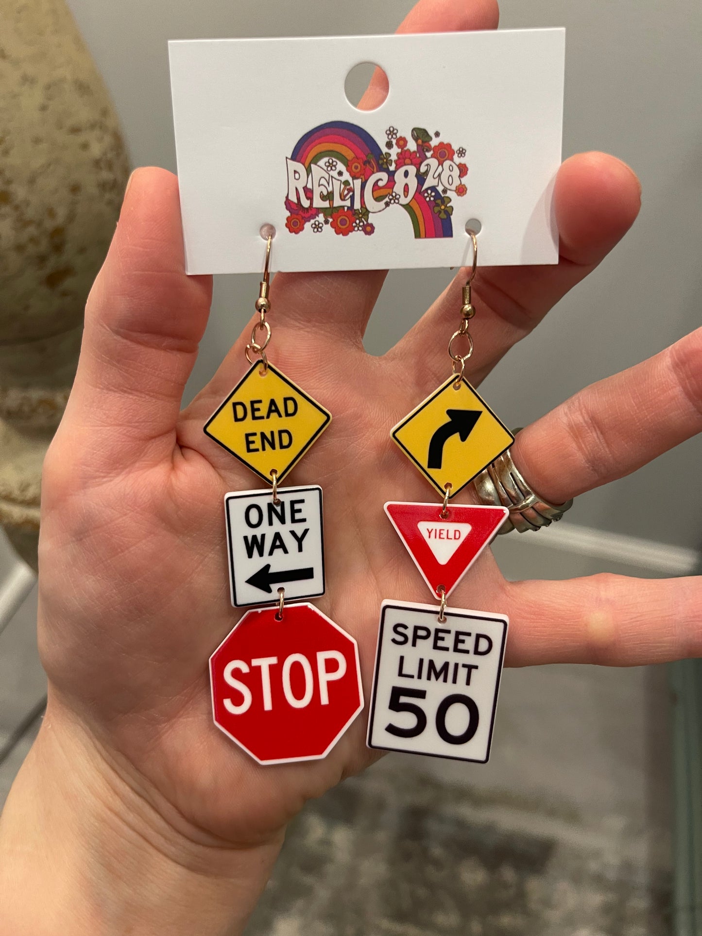Stop right there! Traffic Sign Earrings