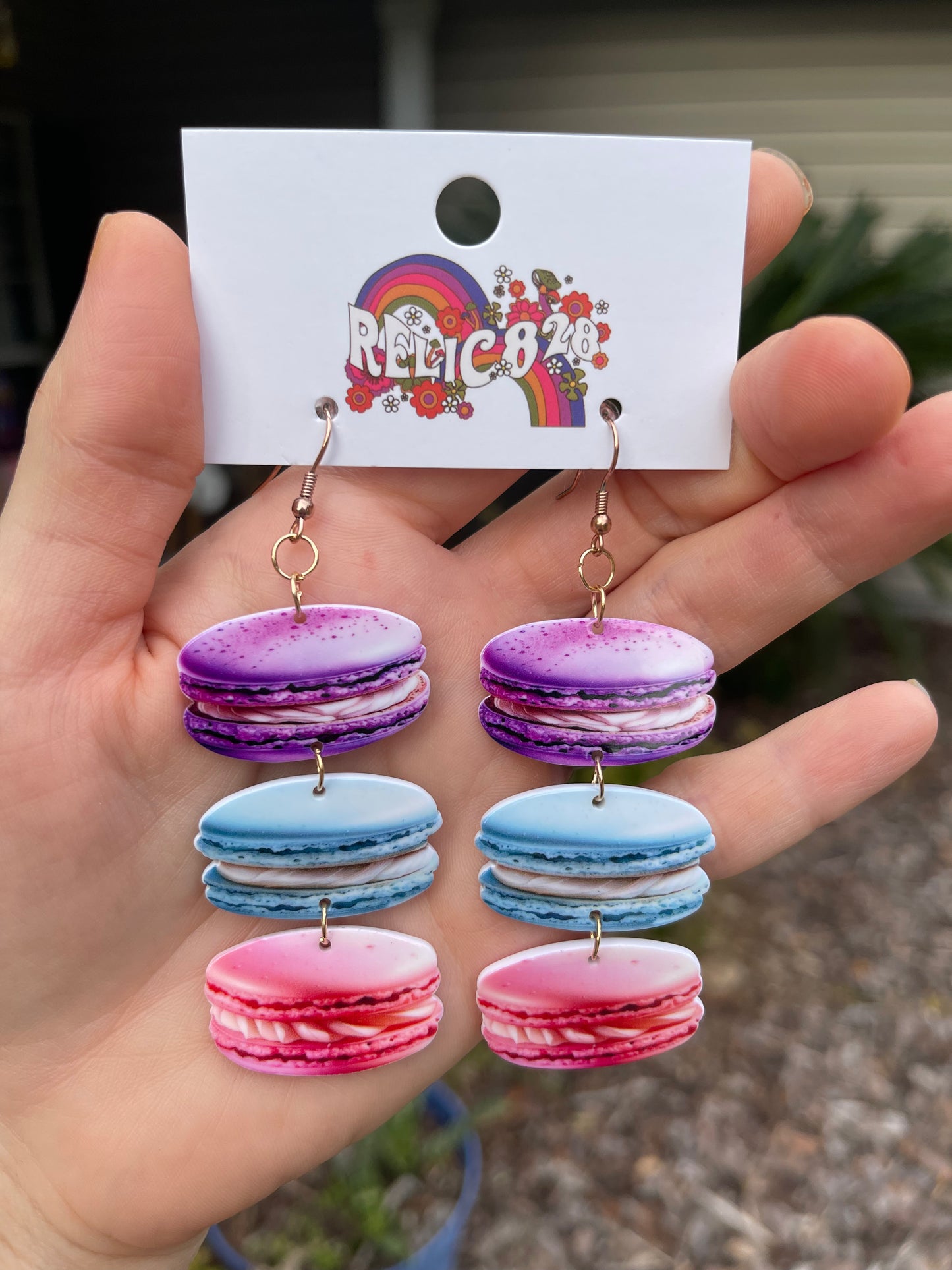 Yummy Little Colorful Macaroon Sweet Cookie Baking Earrings