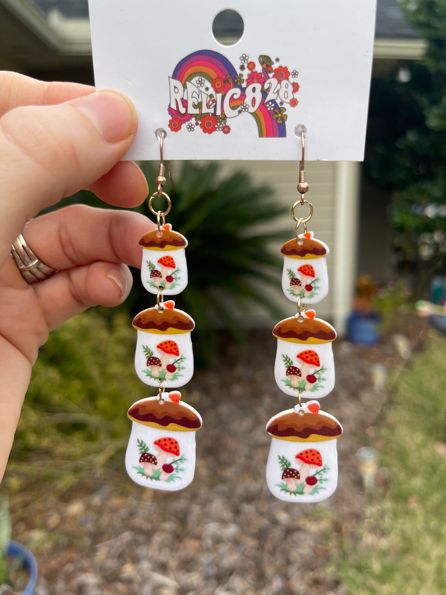 Retro Merry Little Mushroom Kitchen Canister Earrings