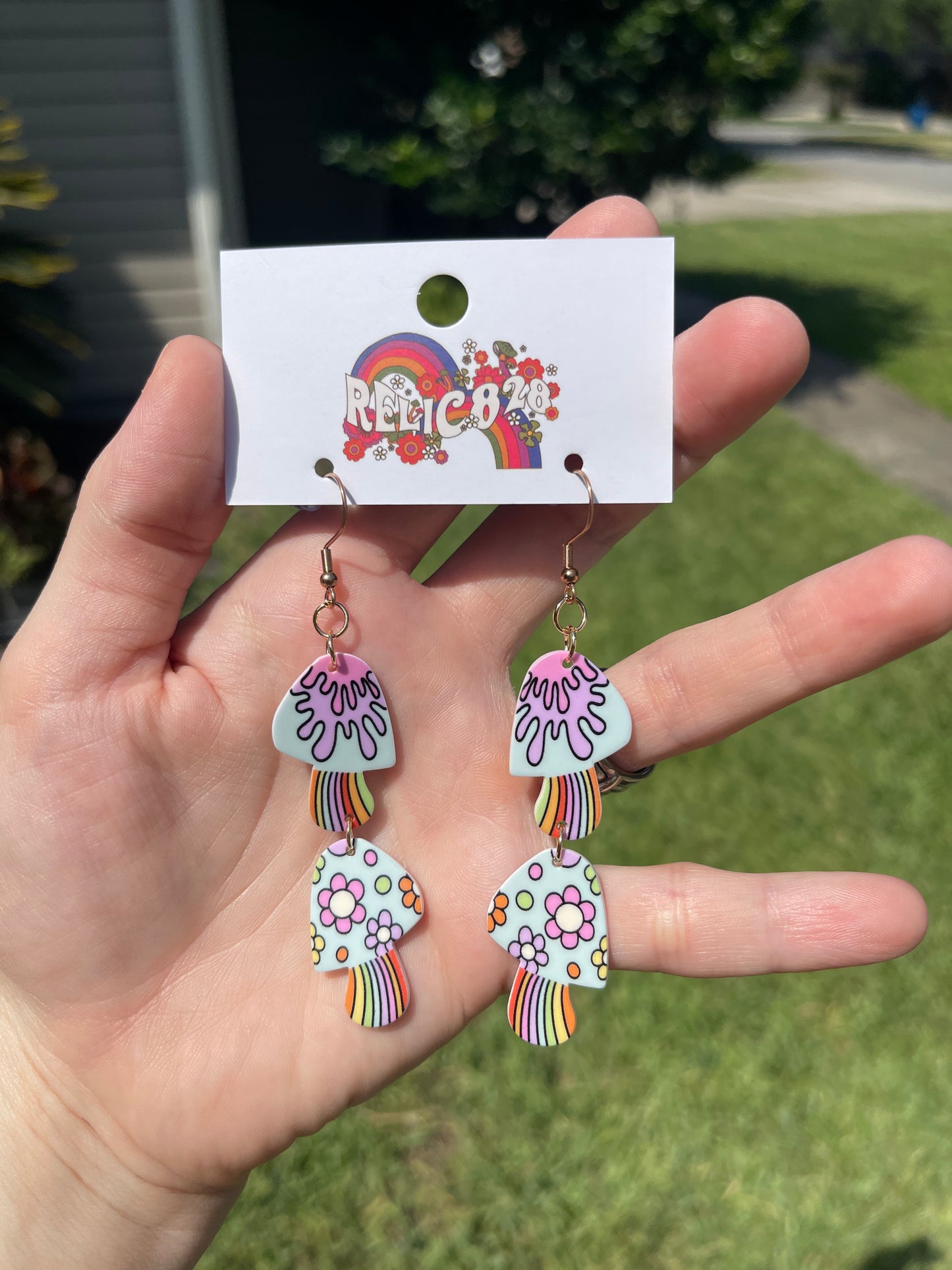 Retro Magic Flower Mushroom Earrings