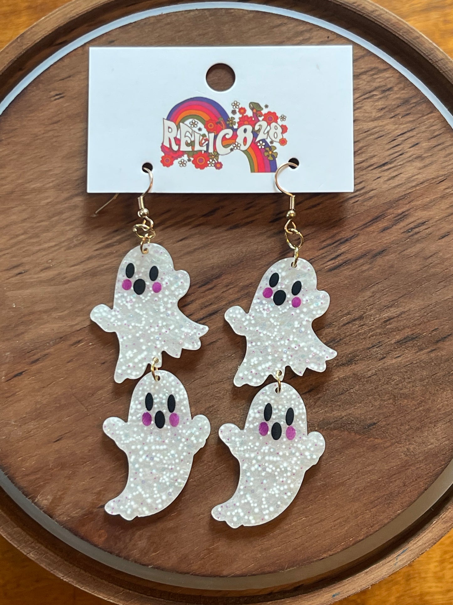 Groovy Glitter Ghost Earrings