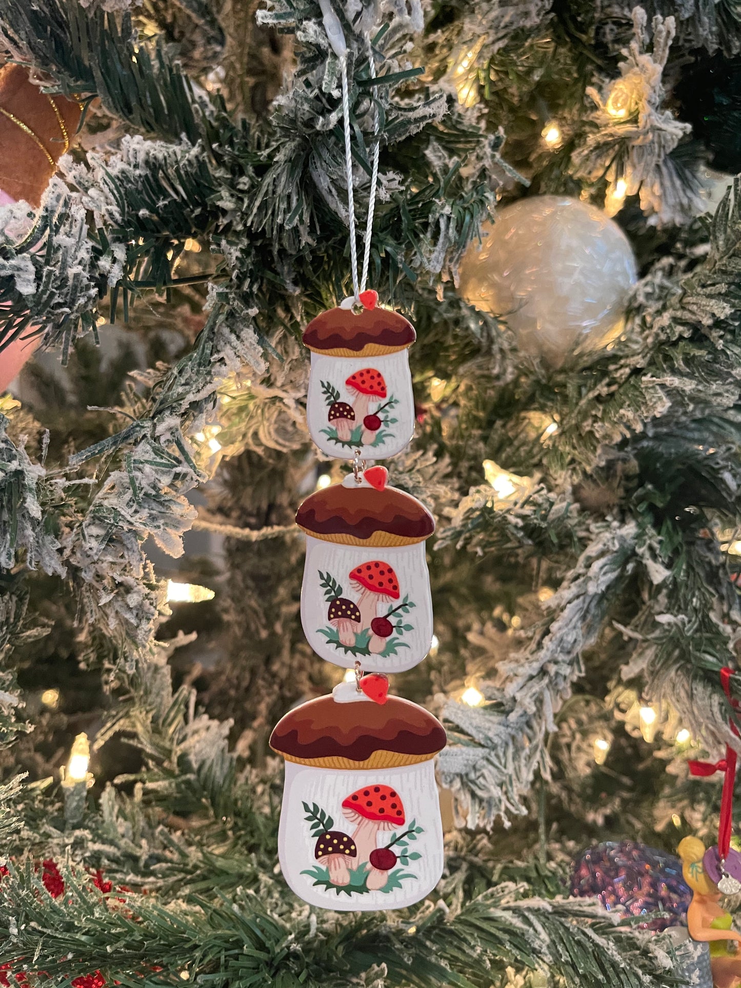 Merry Mushroom Canister Christmas Ornament or Car Decor