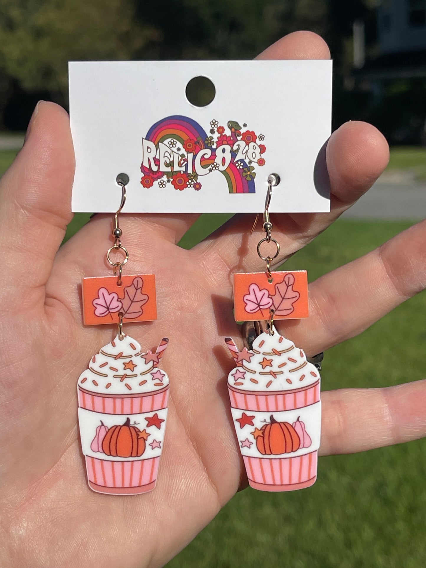 Retro Pretty Pink Pumpkin Spice Frappuccino Coffee Earrings