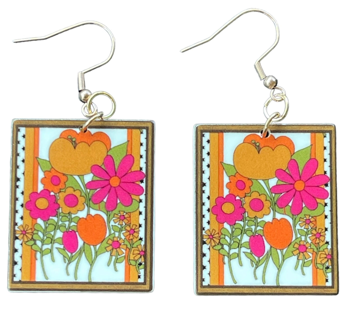 Nana’s Retro Flower Wall Art Earrings - Relic828