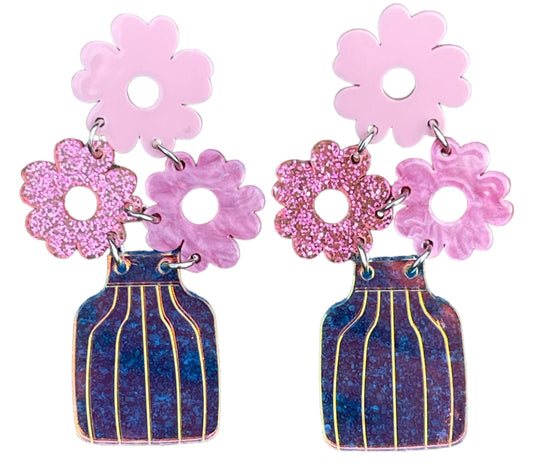 She’s All That Y2K Pink Flower Bouquet Earrings - Relic828