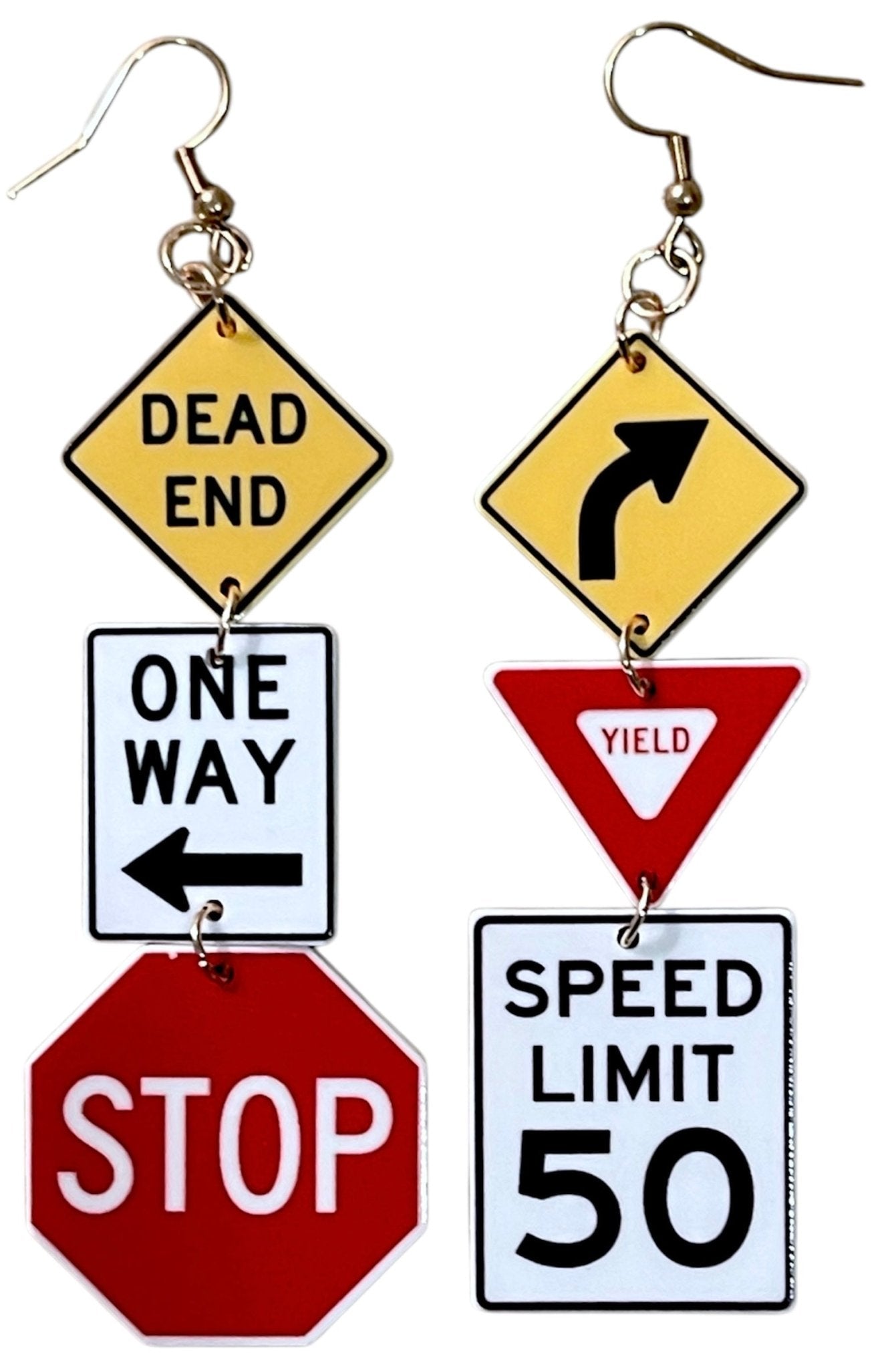 Stop right there! Traffic Sign Earrings - Relic828