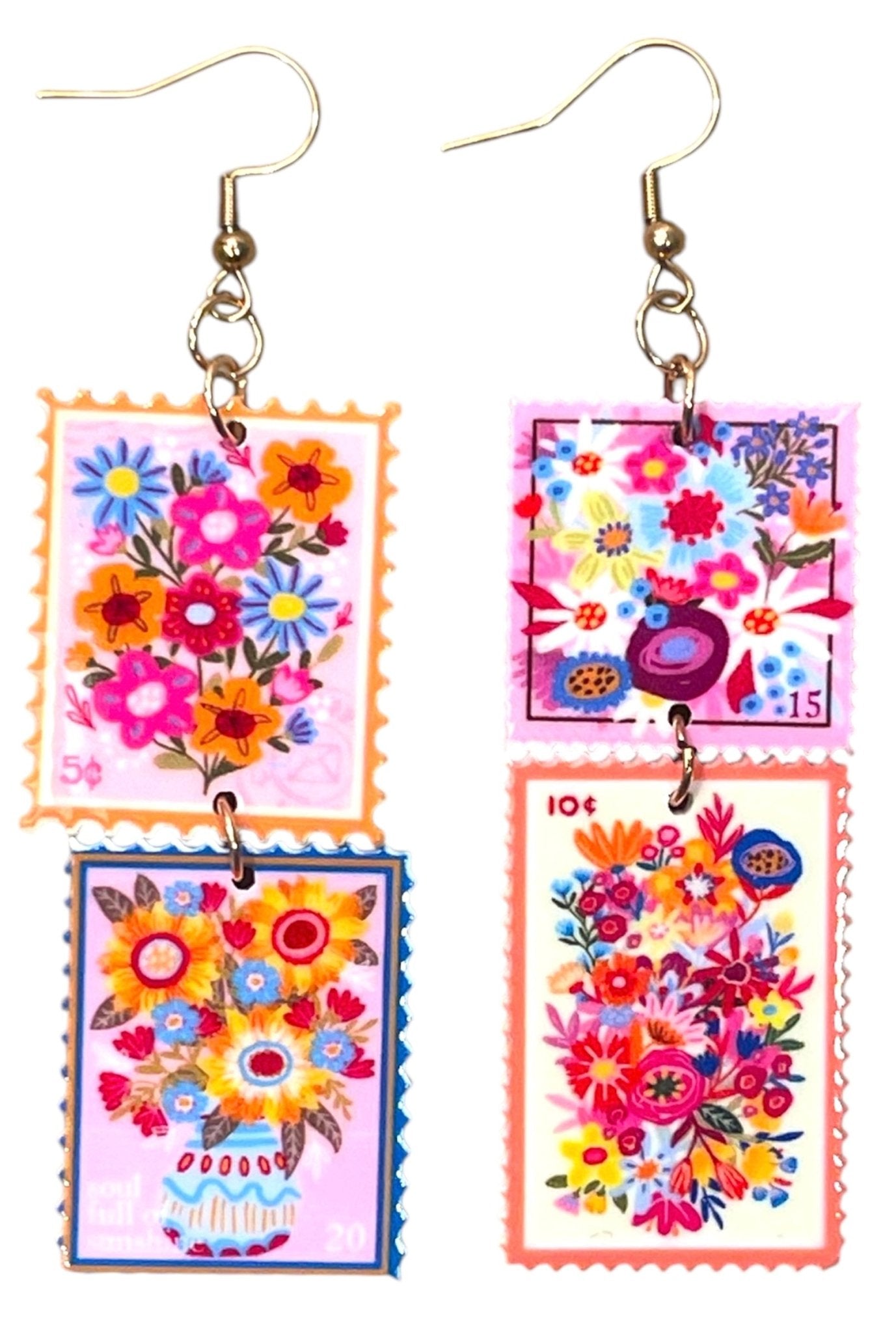 Vintage Flower Stamp Earrings - Relic828
