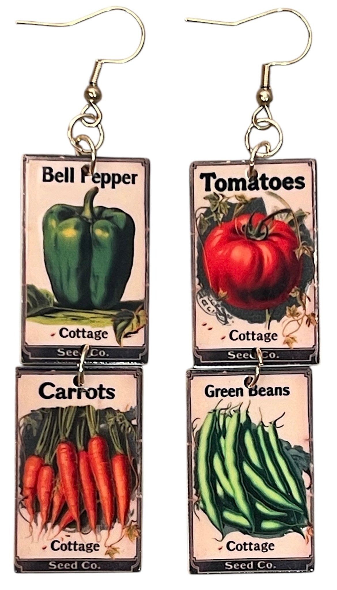 Watch My Garden Grow Vintage Veggie Seed Earrings - Relic828