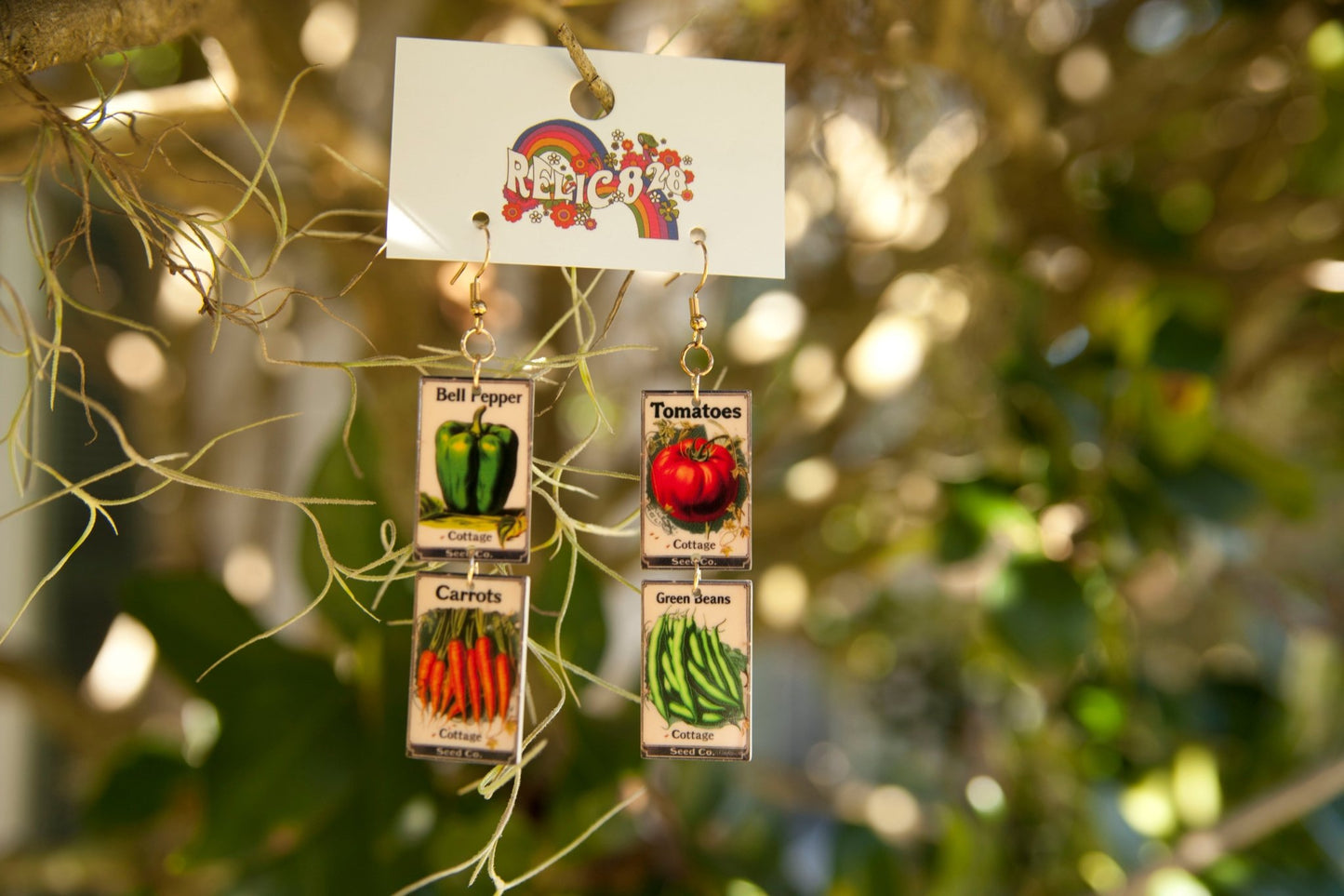 Watch My Garden Grow Vintage Veggie Seed Earrings - Relic828