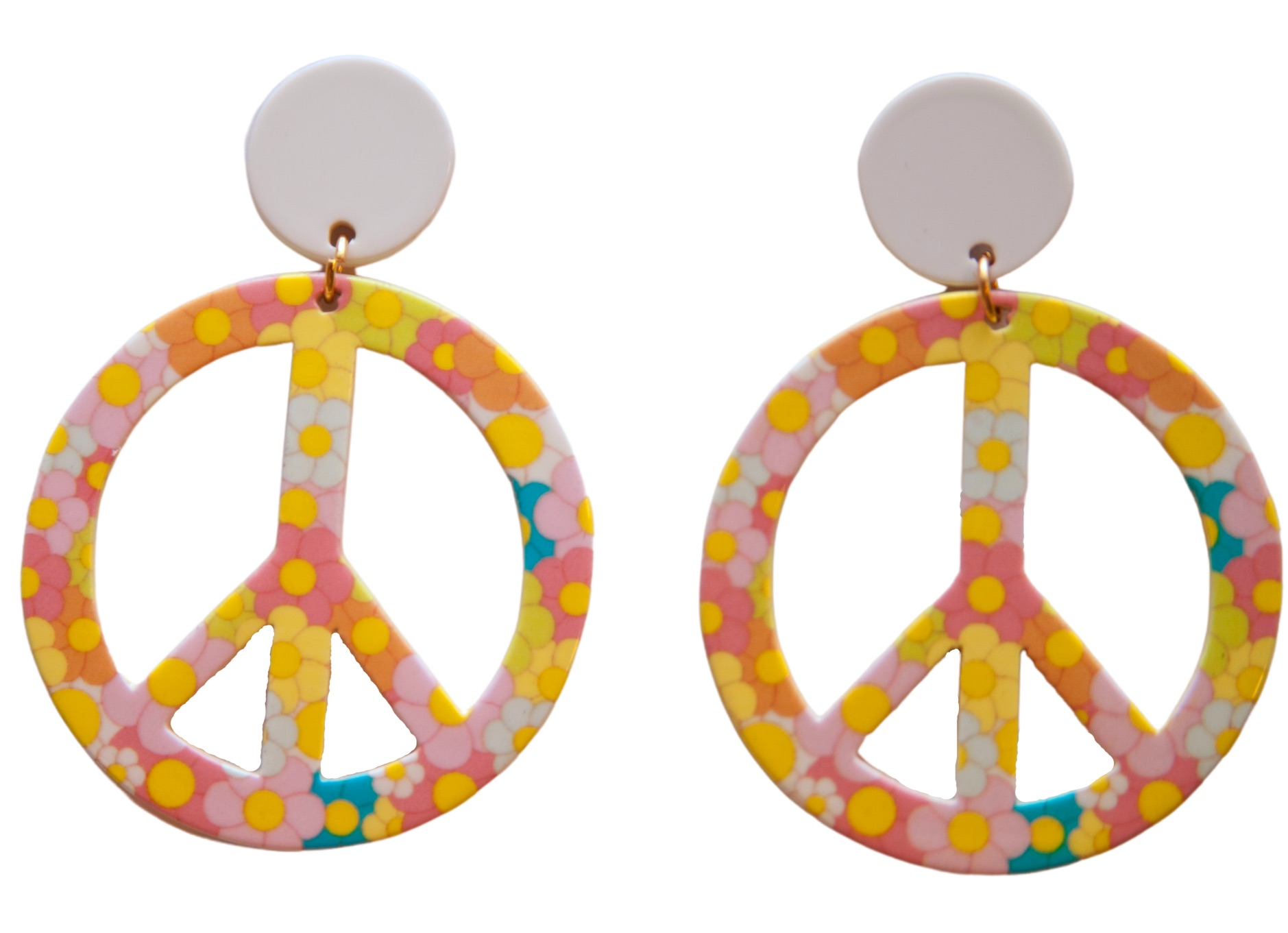 60s Peace and Love Flower Power Earrings Groovy Girl - Relic828