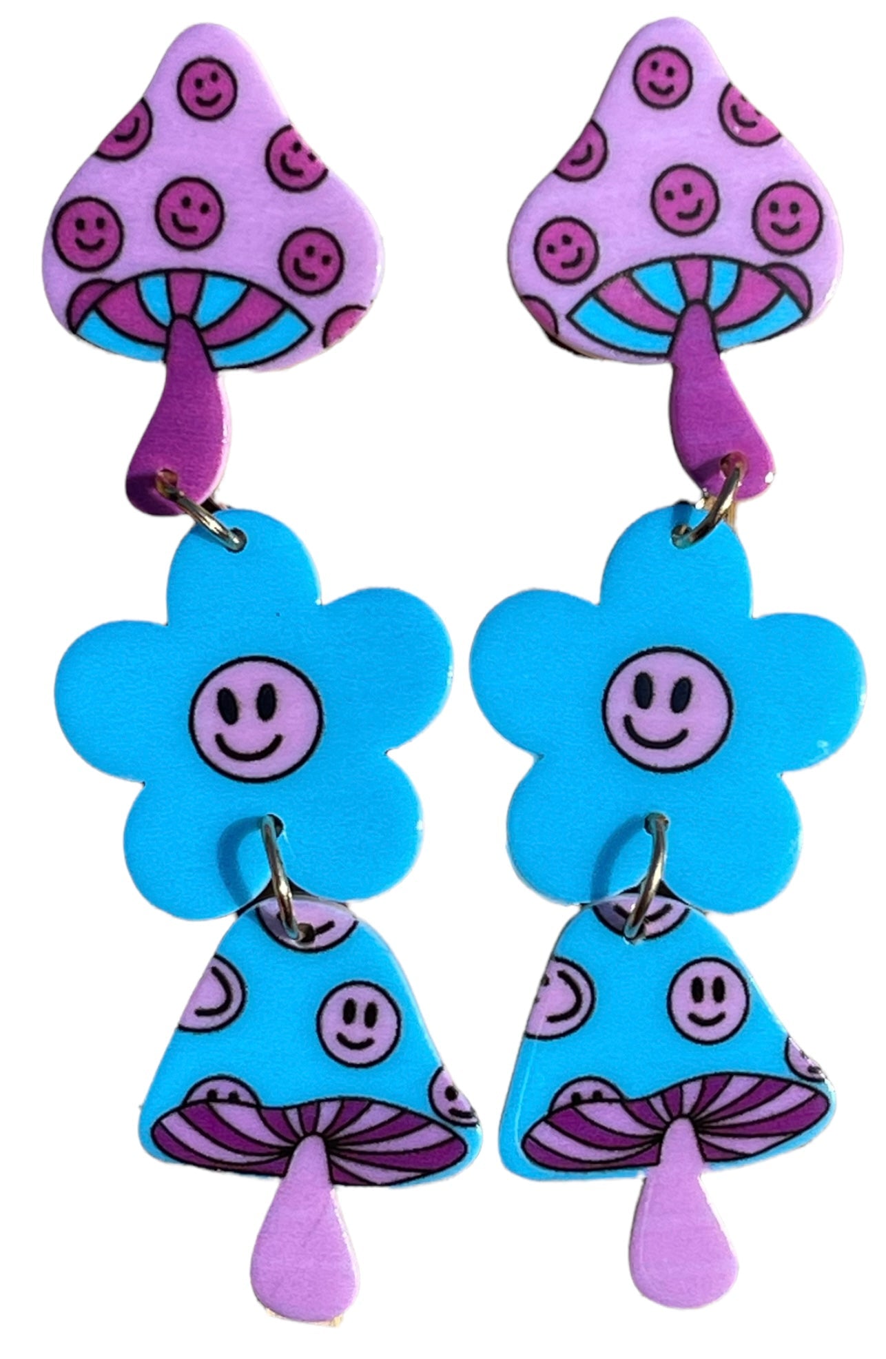 70s Mushroom Flower Dangle Earrings - Relic828
