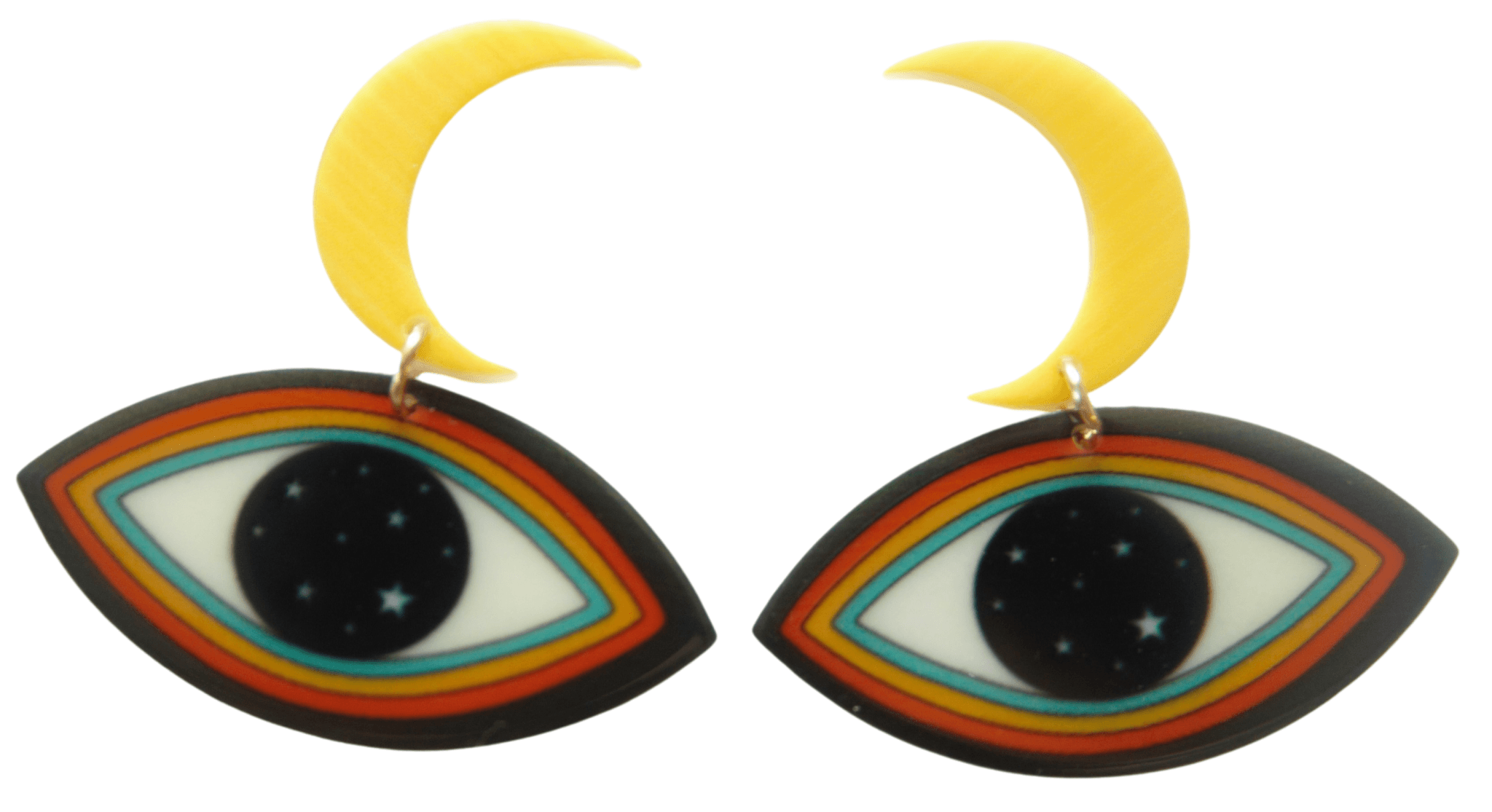 70s Starry Eyed Moon and Skies Earrings