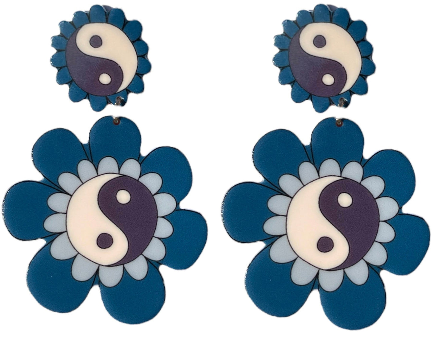 90s Earring Bundle Sun Goddesses Moon Eyes and Yin Yang Flowers - Relic828