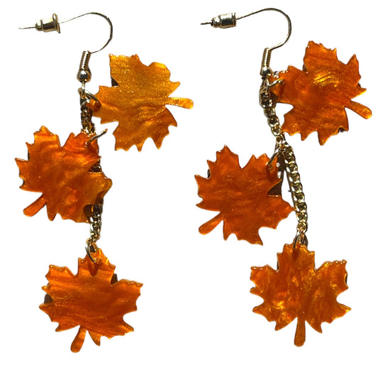 Autumn Leaves Glowing Orange Fall Earrings - Relic828