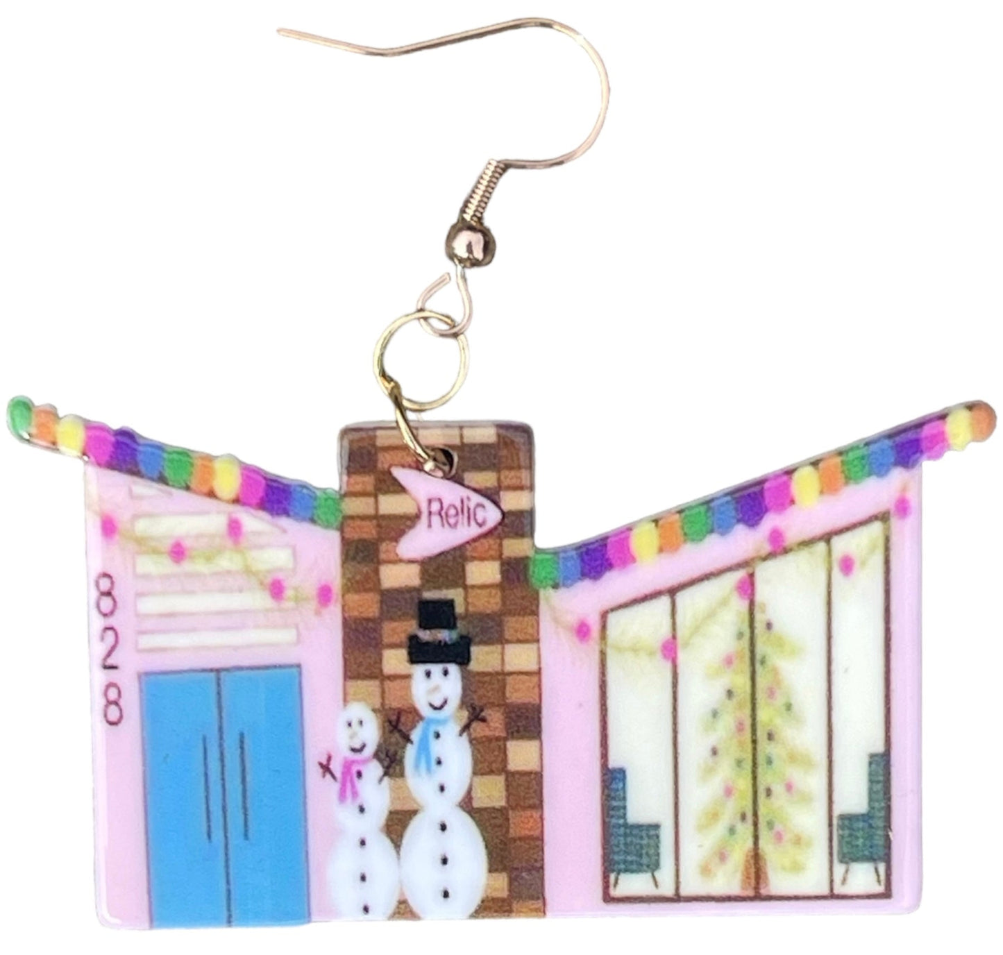 Mid Mod Retro Relic828 Christmas House Earrings - Relic828