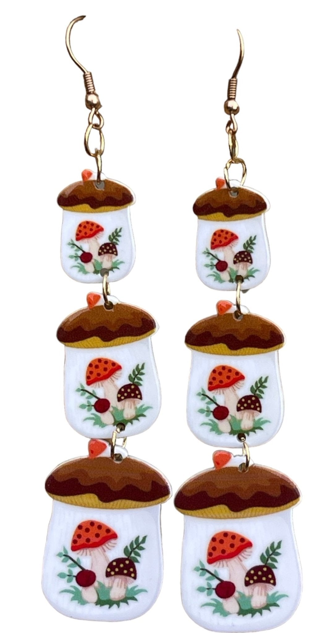 Retro Merry Little Mushroom Kitchen Canister Earrings - Relic828