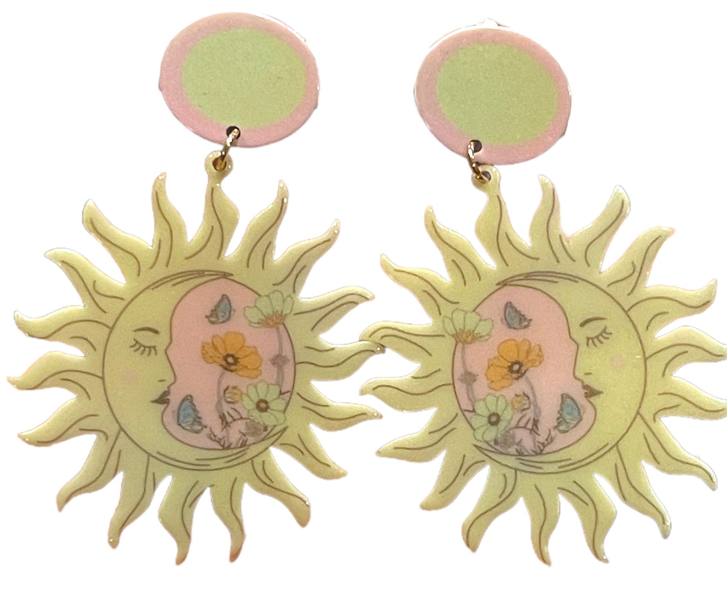 Retro Sunshine Flower Field Hippie Earrings - Relic828