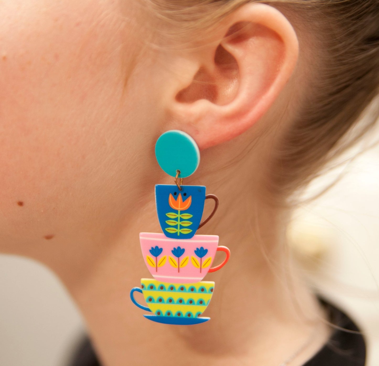 Retro Teacups and Saucers Earrings - Relic828