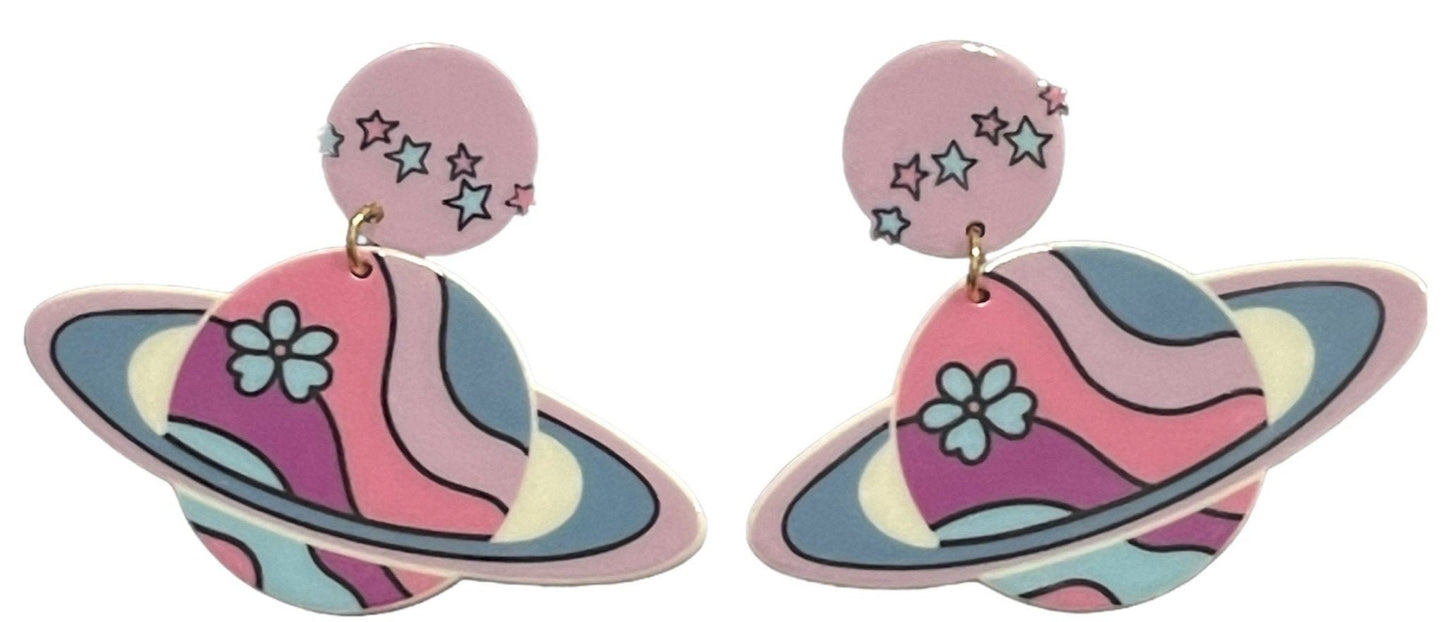 Y2K Earring Bundle Pink Flower Power Saturns and Lava Lamps - Relic828