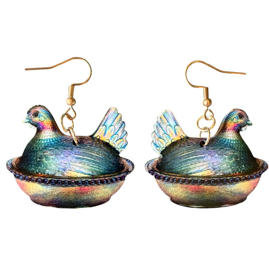 Vintage Hen on a Nest Earrings