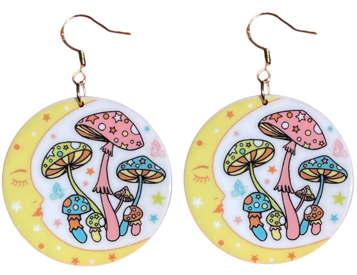 70s Moonlight Mushroom Retro Earrings - Relic828