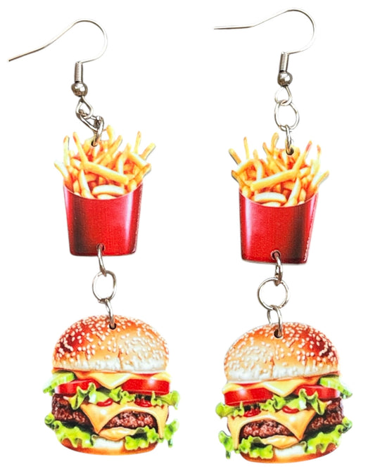 Super size me! Hamburger and Fries Earrings