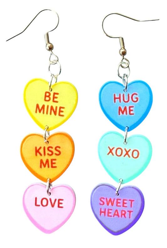 My Sweet Little Candy Conversation Heart Valentine Love Earrings
