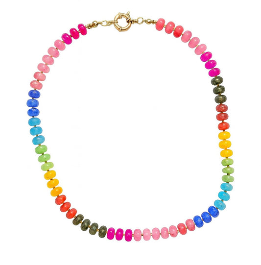 Rainbow Glass Stone Necklace