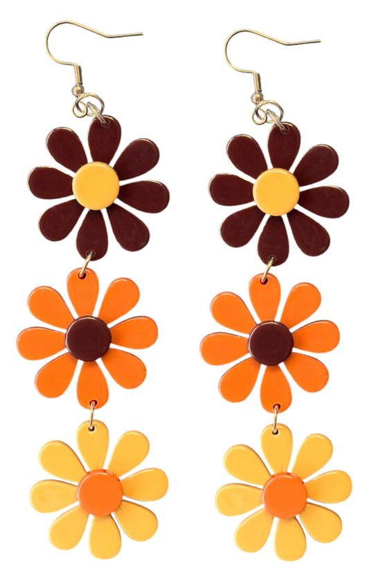 70s Falling for You Daisy Chain Groovy Retro Earrings