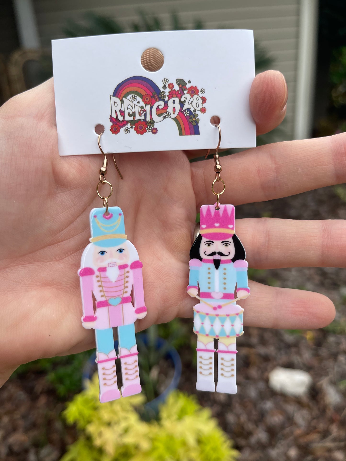 Merry Pinkmas Nutcrackers Pastels & Pinks Mismatched Christmas Earrings