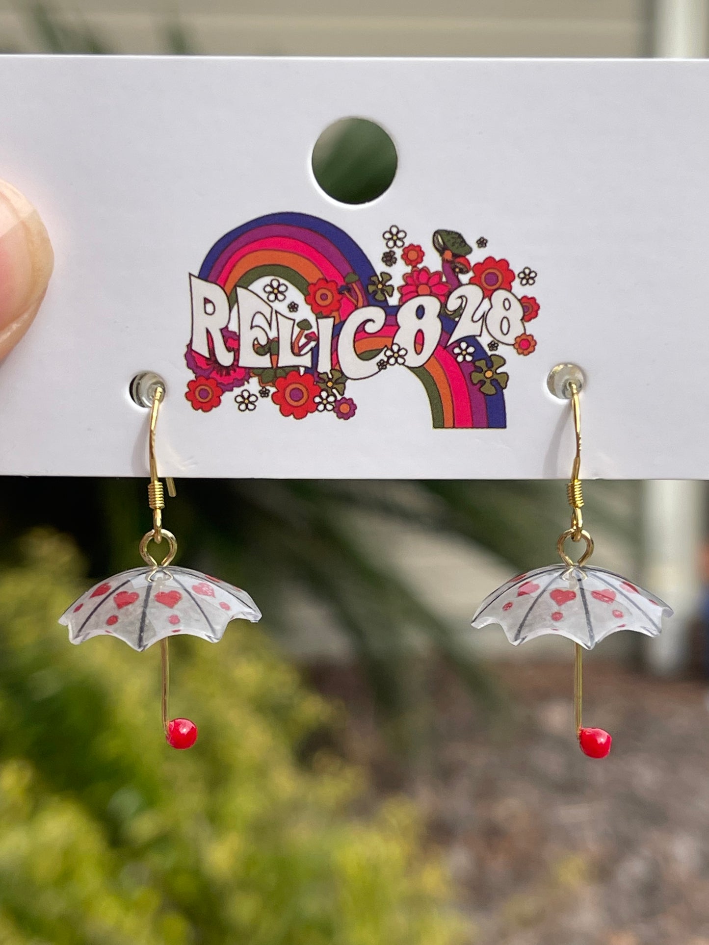 Lovely Little Heart Umbrellas Valentine Earrings