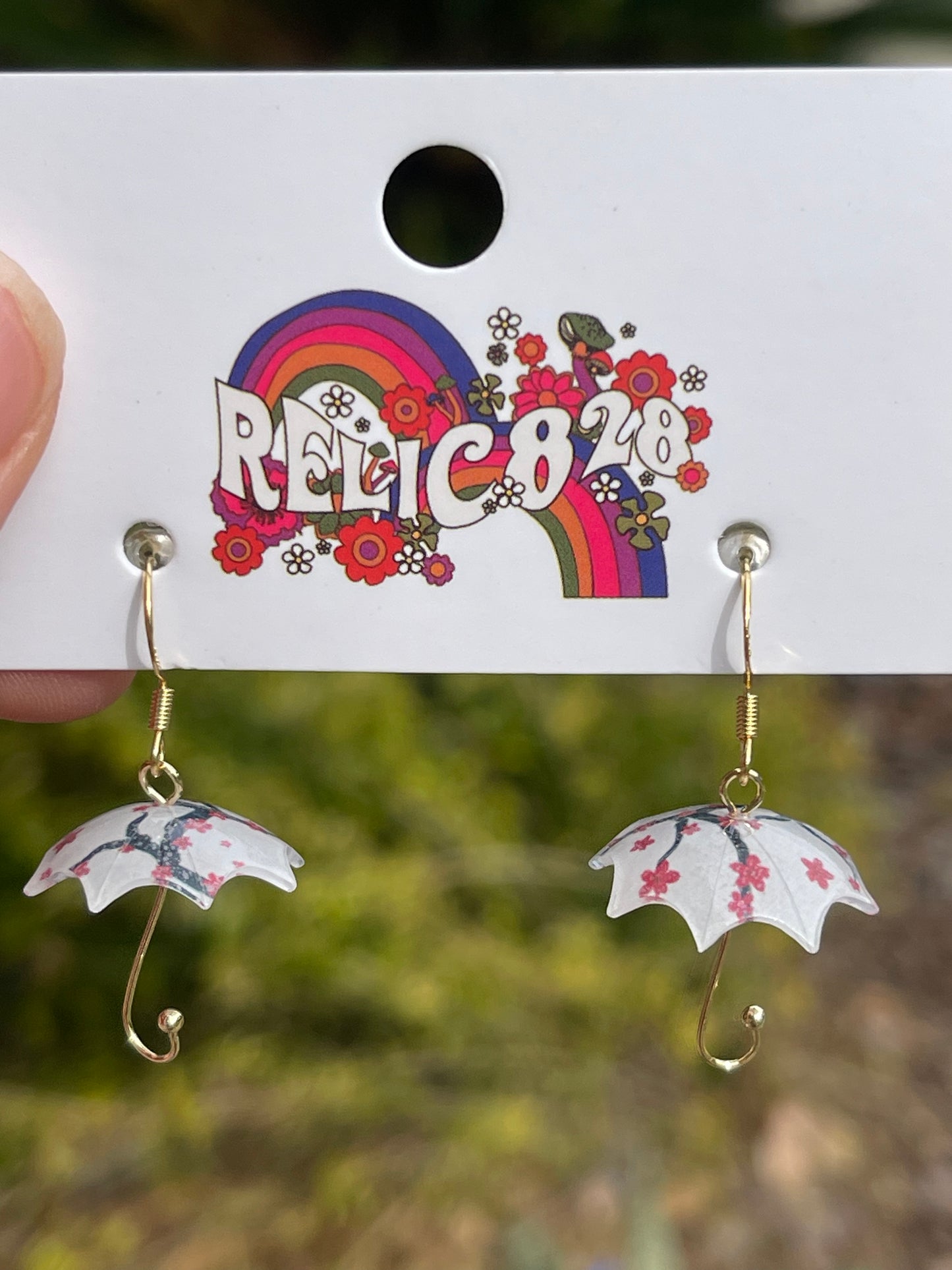 Dainty Cherry Blossom Umbrella Earrings