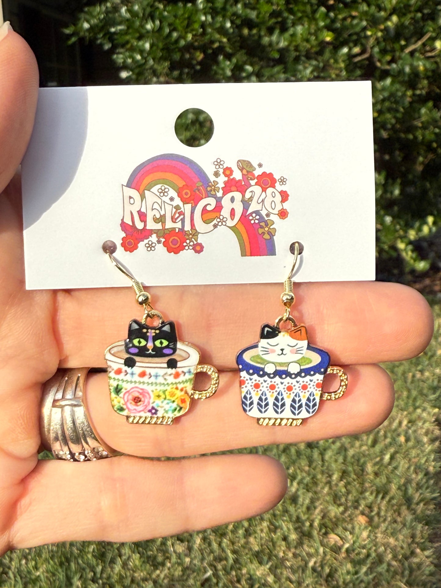 Kitty in a cup earrings