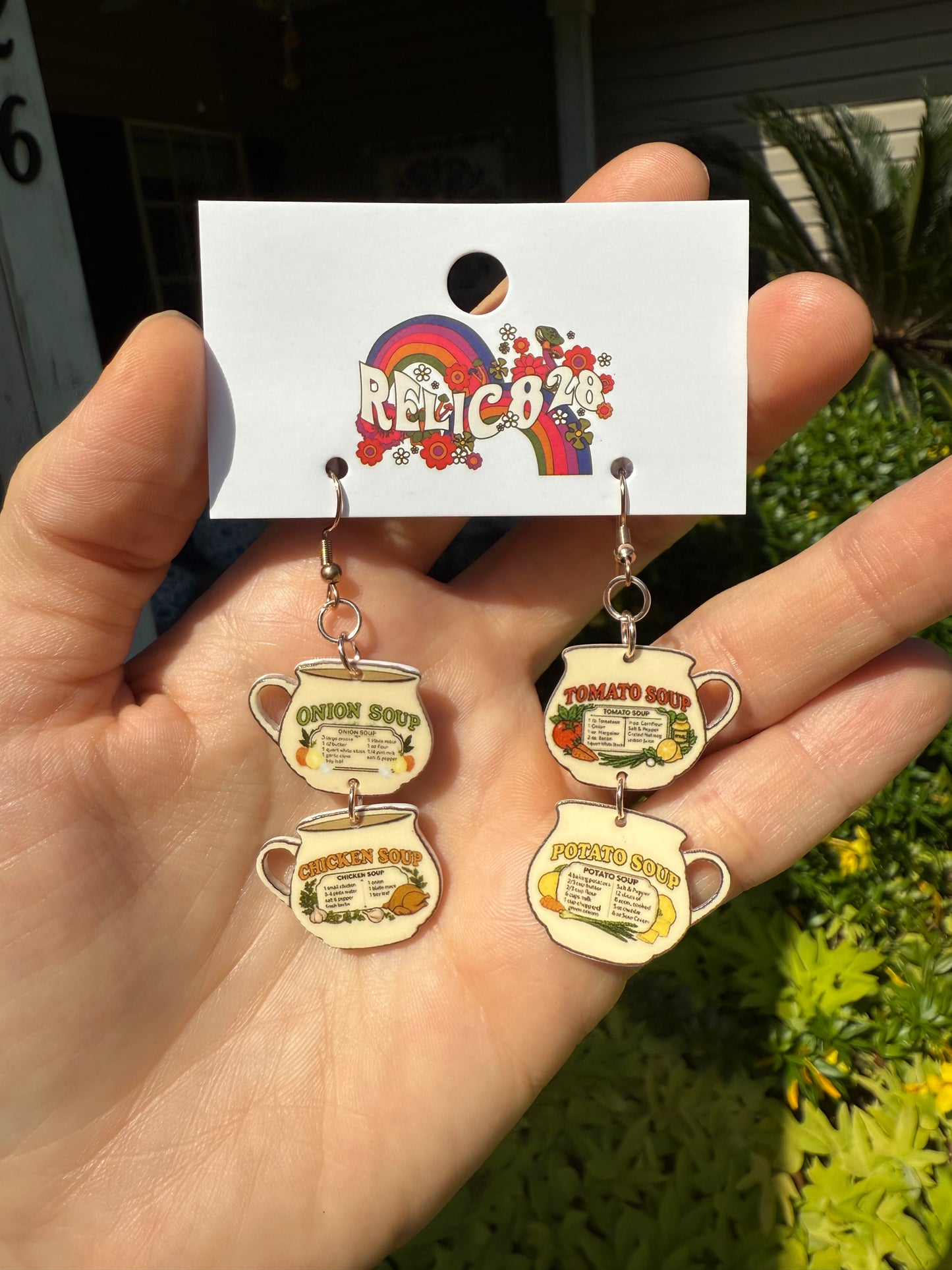 Vintage 70s Soup Recipe Mug Earrings