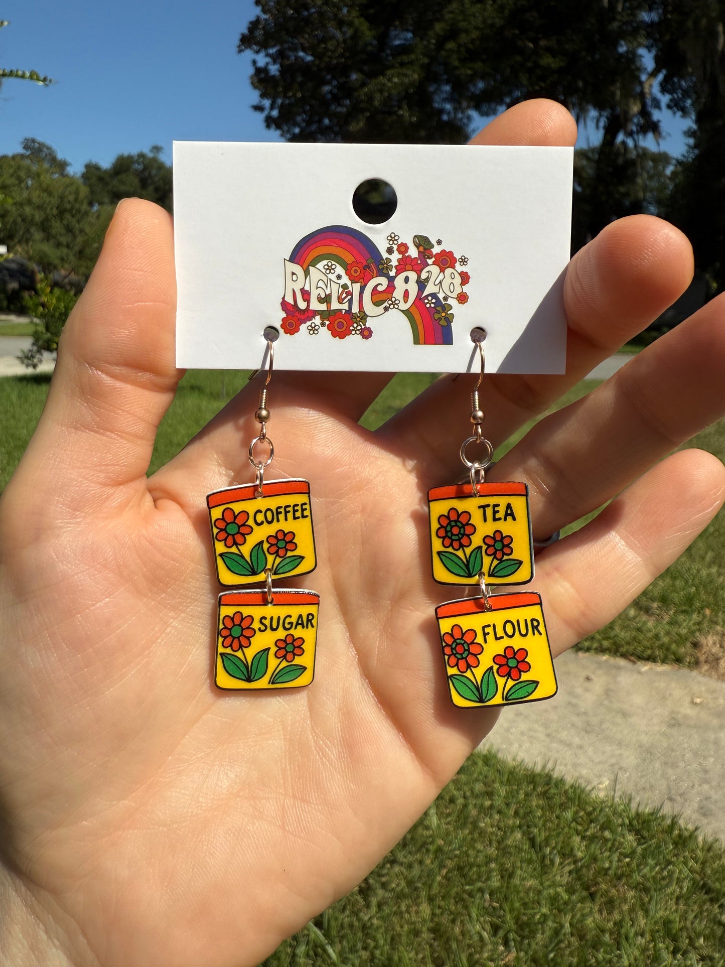 70s Flower Power Kitchen Canister Earrings