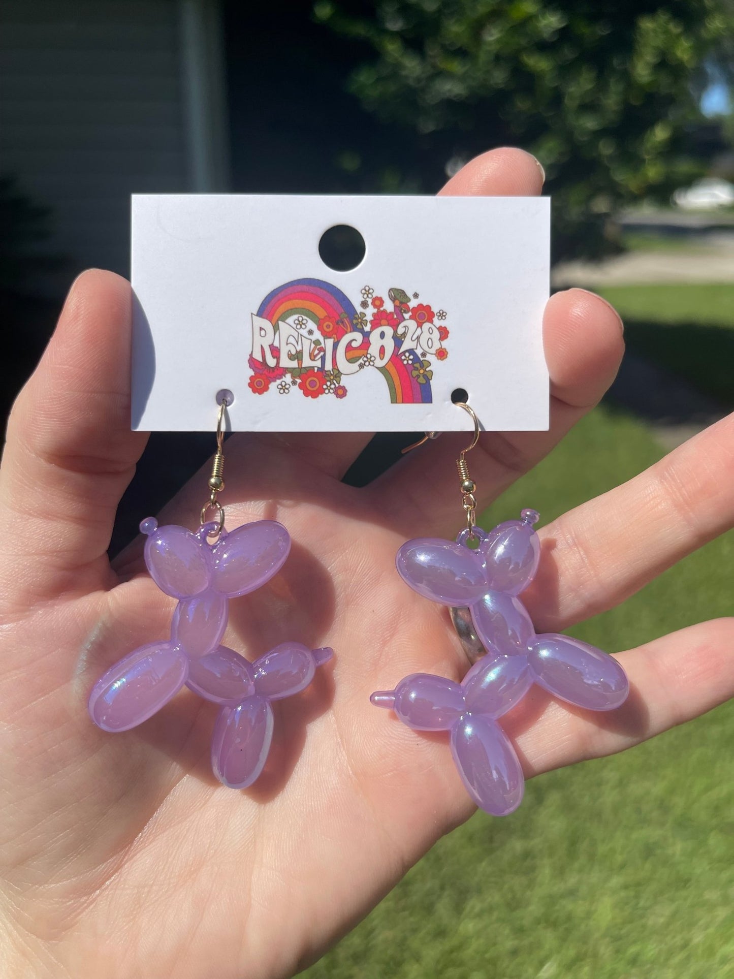 Balloon Dog Blair Purple Iridescent Earrings - Relic828