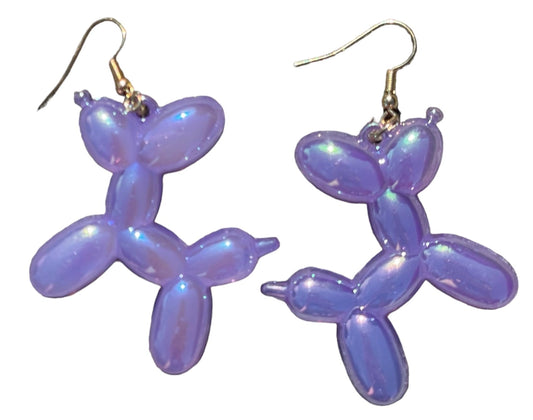 Balloon Dog Blair Purple Iridescent Earrings - Relic828