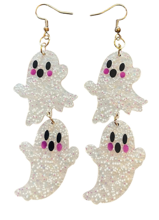 Groovy Glitter Ghost Earrings - Relic828