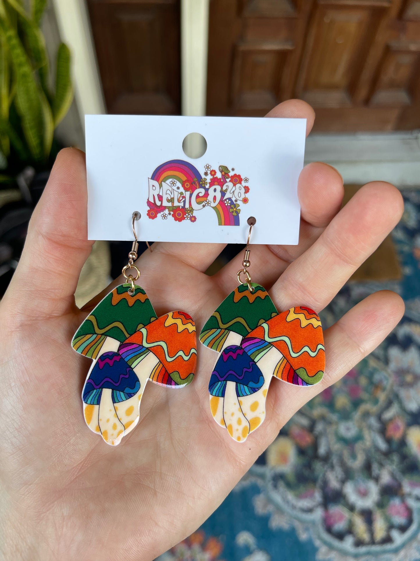 70s Groovy Rainbow Mushroom Trio Earrings