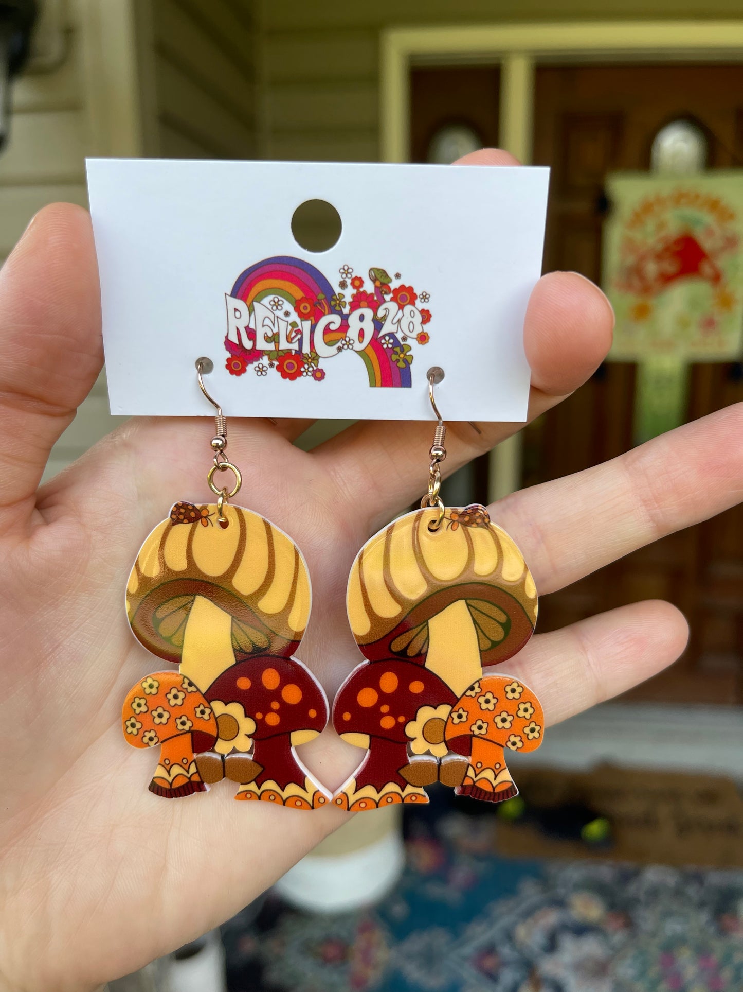 70s Brown and Groovy Mushroom Forest Trio Earrings