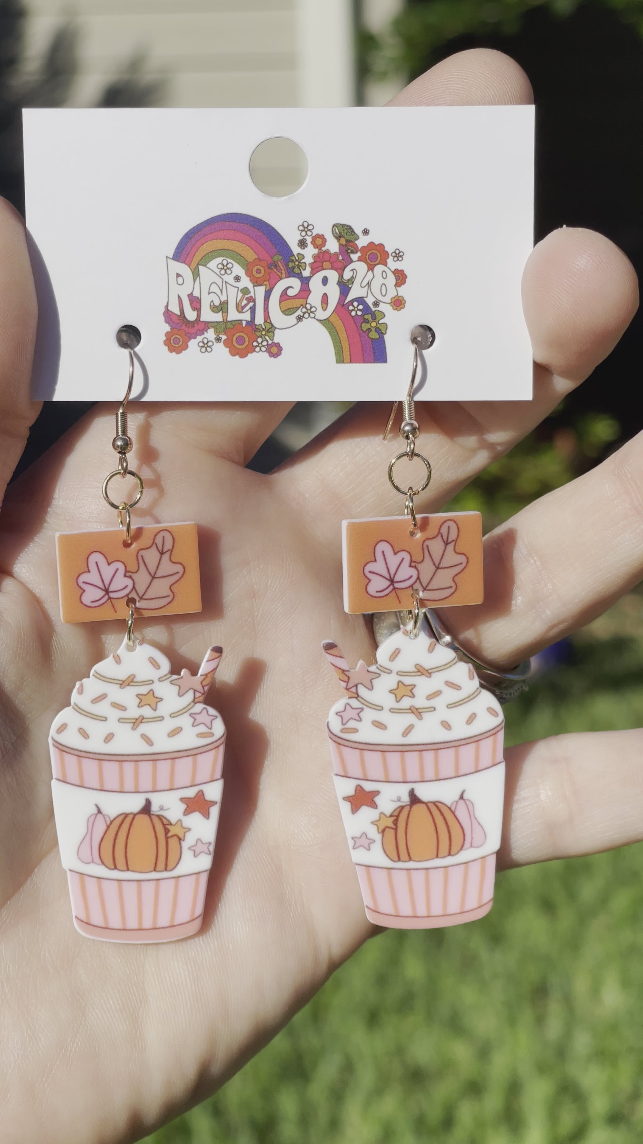 ピアス rie Retro Pretty Pink Pumpkin Spice Frappuccino Coffee Earrings