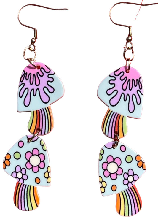 Retro Magic Flower Mushroom Earrings - Relic828