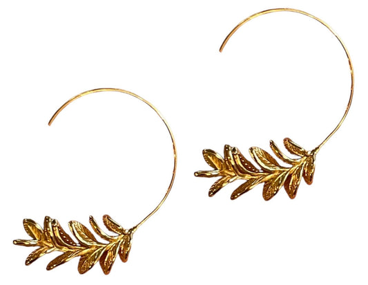 Rosemary Gold Leaf Hoop Earrings - Relic828