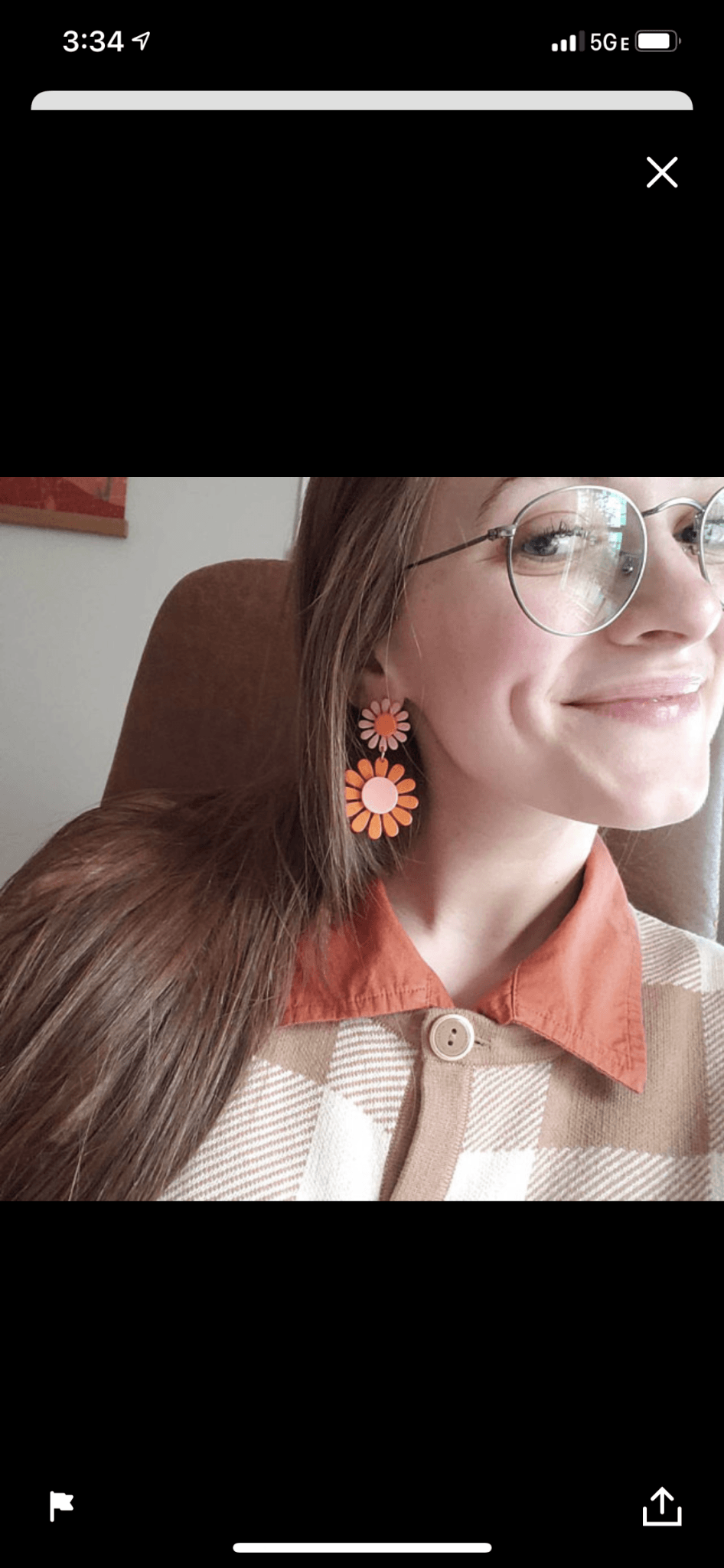 60s Blush Pink and Orange Flower Power Mod Earrings Groovy Girl - Relic828